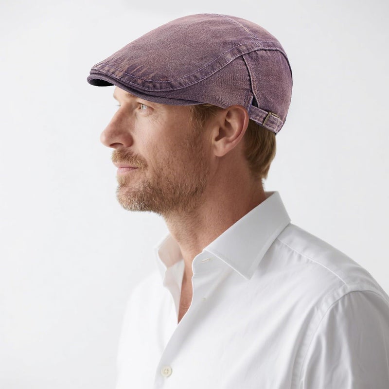 PTDTSHOU Newsboy Cap for Men Adjustable Flat Ivy Gatsby Cabbie Driving Hat Breathable Denim Cotton Golf Cap - Image 2